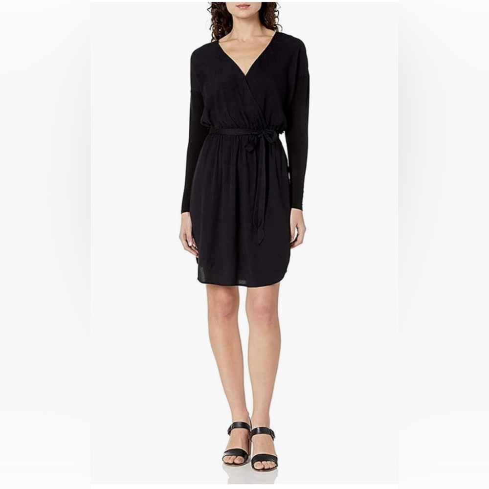 Anthropology splendid Balsa Mixed Media Long-Sleeve Dress Size M Color Black